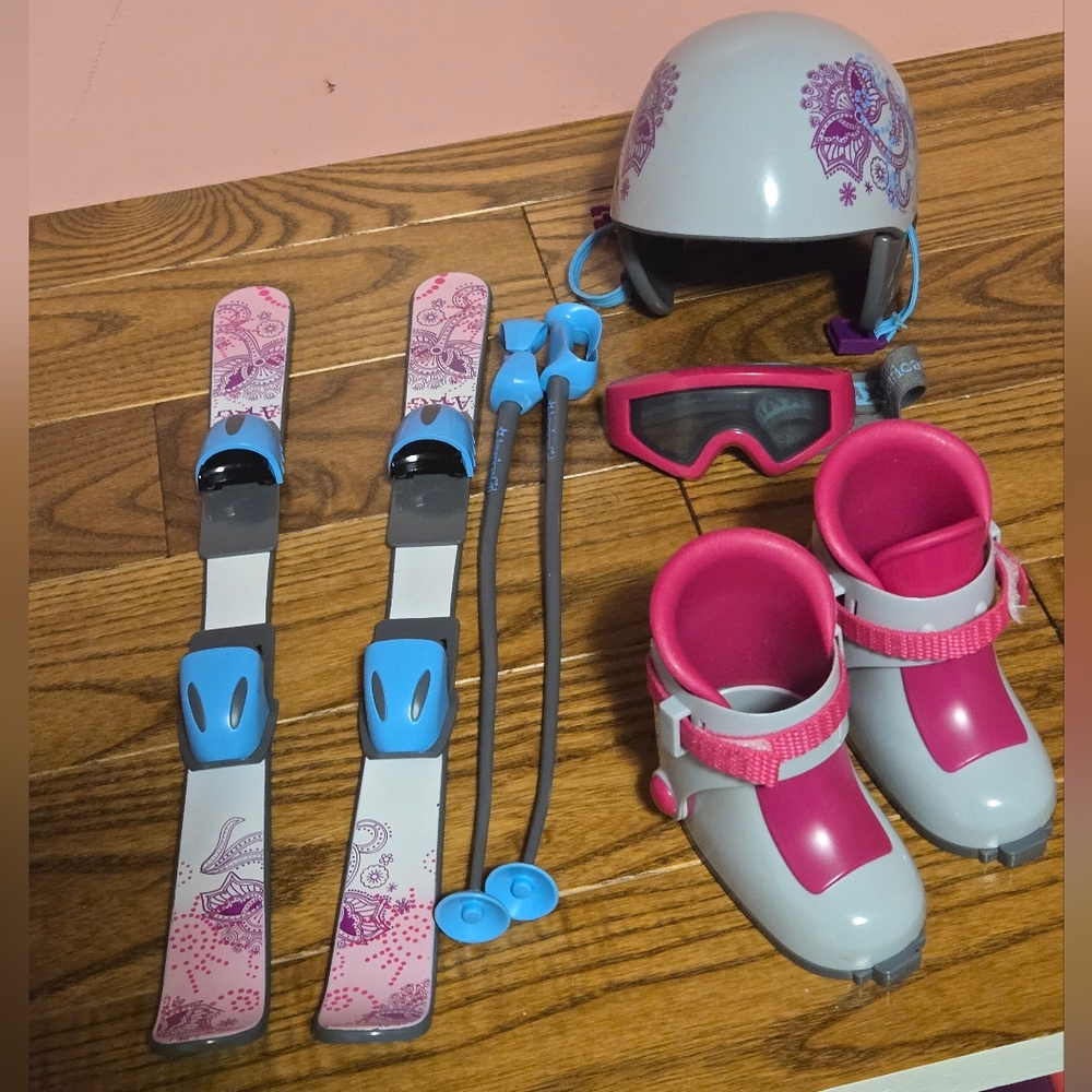 Kids Ski Set with Helmet and Boots - Pink and Blue
